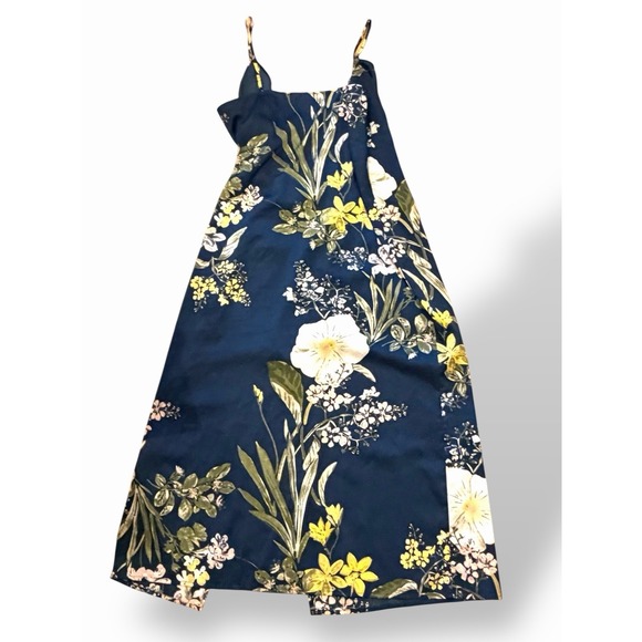 Lulus Y2K Blue Floral Slip Dress XL Spaghetti Strap Maxi Retro 90s Glam Slit - Picture 11 of 13